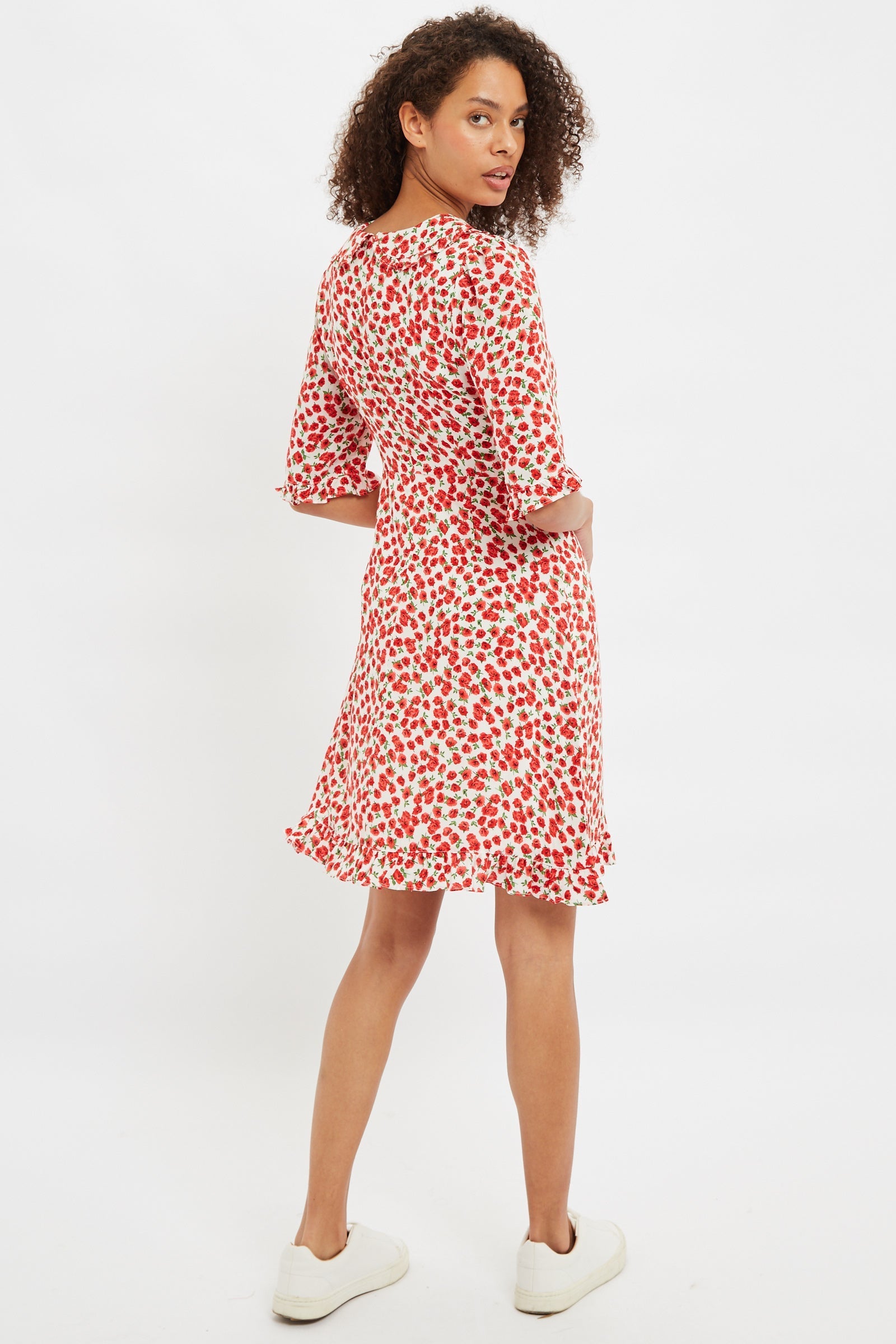 Louche Myfanwy Roses Roses Print Short Sleeve Mini Dress