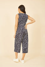 Mela Navy Blotch Print Culotte Jumpsuit