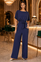 Yumi Navy Batwing Stretch Jumpsuit