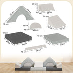 AIYAPLAY Kids Play Sofa, 12 Pieces Foam Modular Soft Play Set for Playroom, Children Convertible Sofa for Boys and Girls, Grey