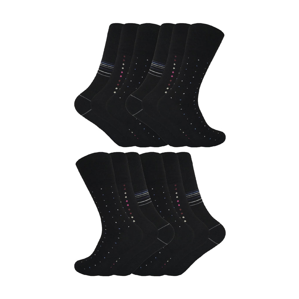 12 Pair Mens Loose Fitting Soft Top Bamboo Diabetic Friendly Socks