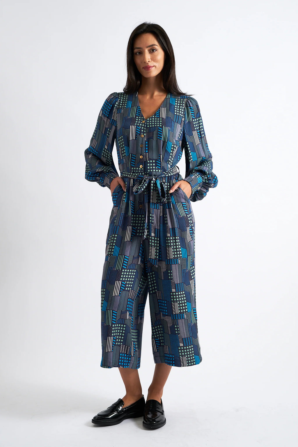 Moski Geo City Print Jumpsuit