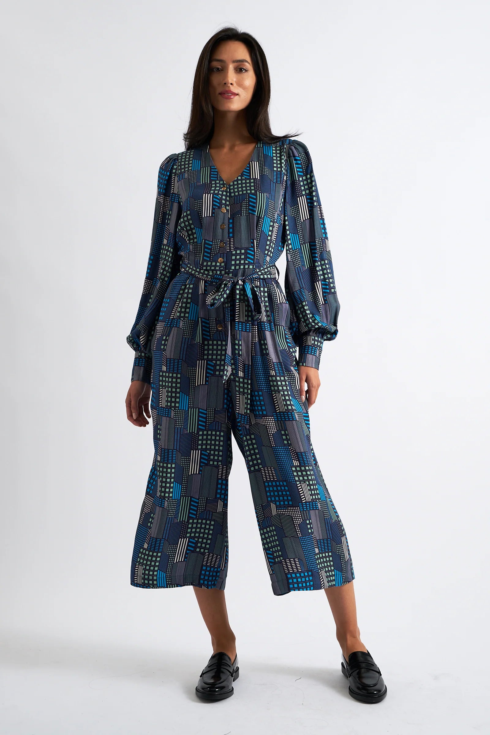 Moski Geo City Print Jumpsuit