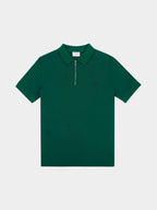 Mens Double Horsemen Texture Polo Shirt in Rain Forest