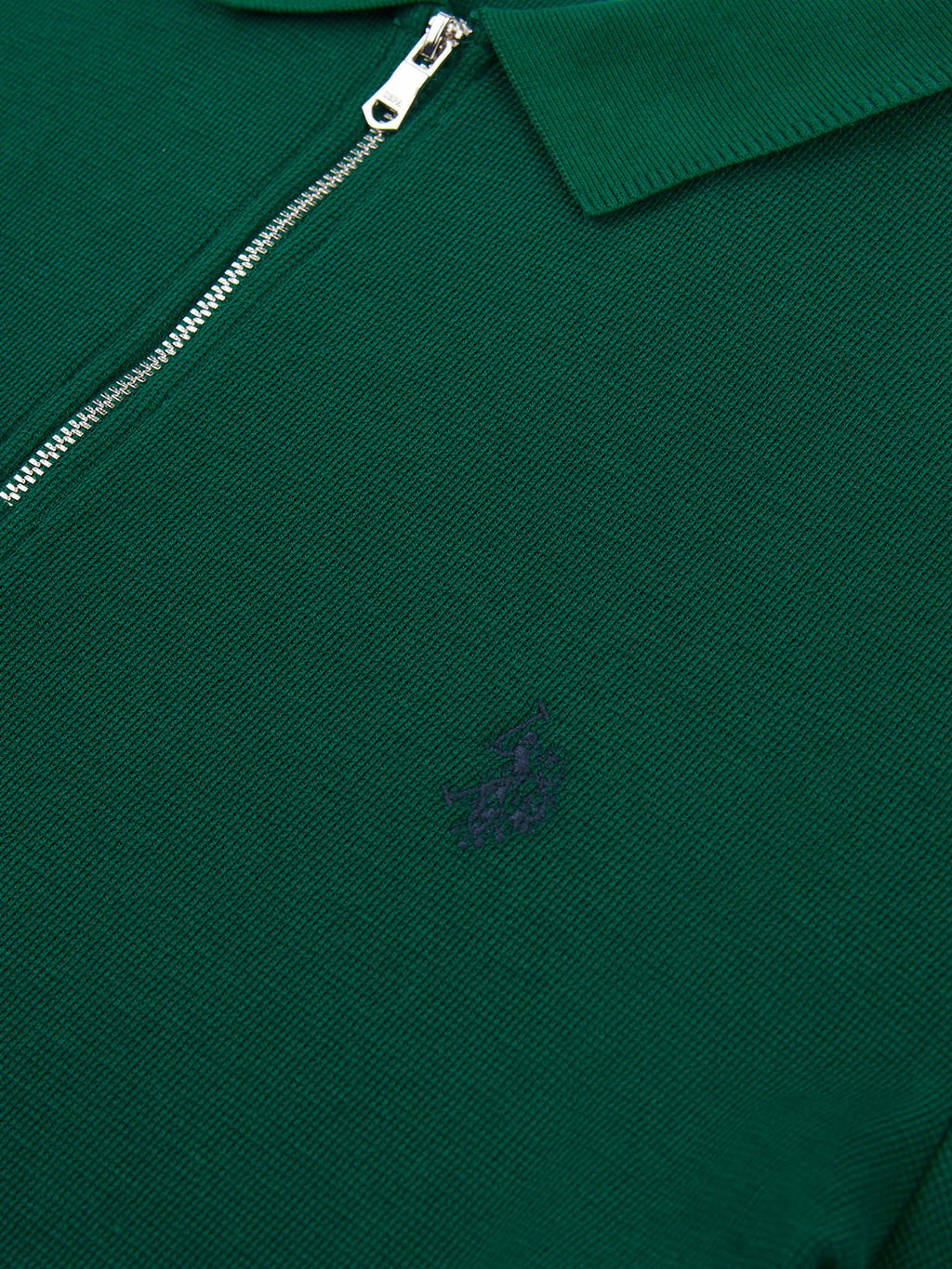 Mens Double Horsemen Texture Polo Shirt in Rain Forest