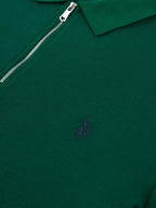 Mens Double Horsemen Texture Polo Shirt in Rain Forest