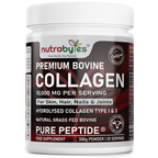 Premium Bovine Collagen Supplement Powder, 10,000 mg Pure Hydrolysed Collagen Peptides, Blended with 19 Amino Acids, Unflavoured Collagen Protein Powder Types 1 and 3, Halal & Kosher