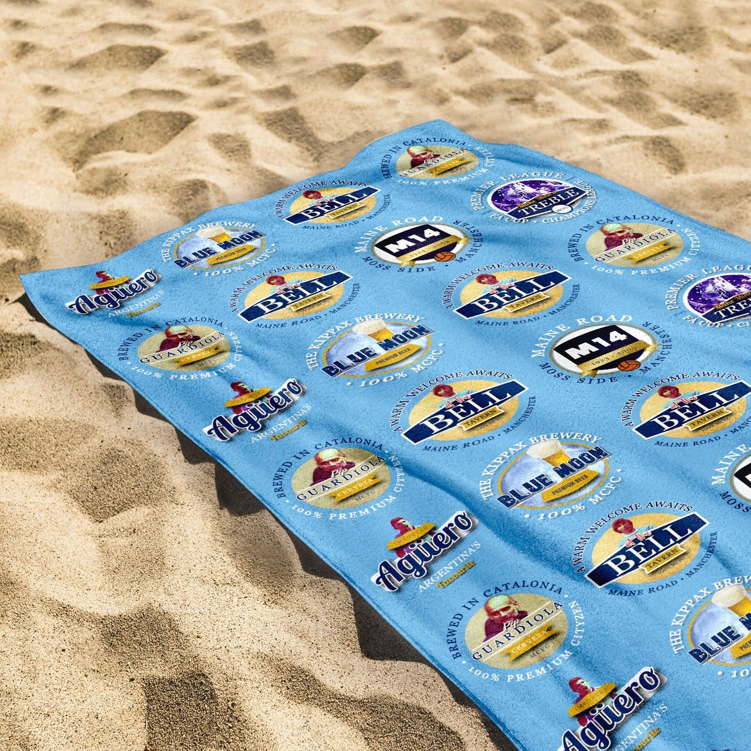 Manchester Blue - Football Legends - Microfibre Beach Towel - 150cm x 75cm