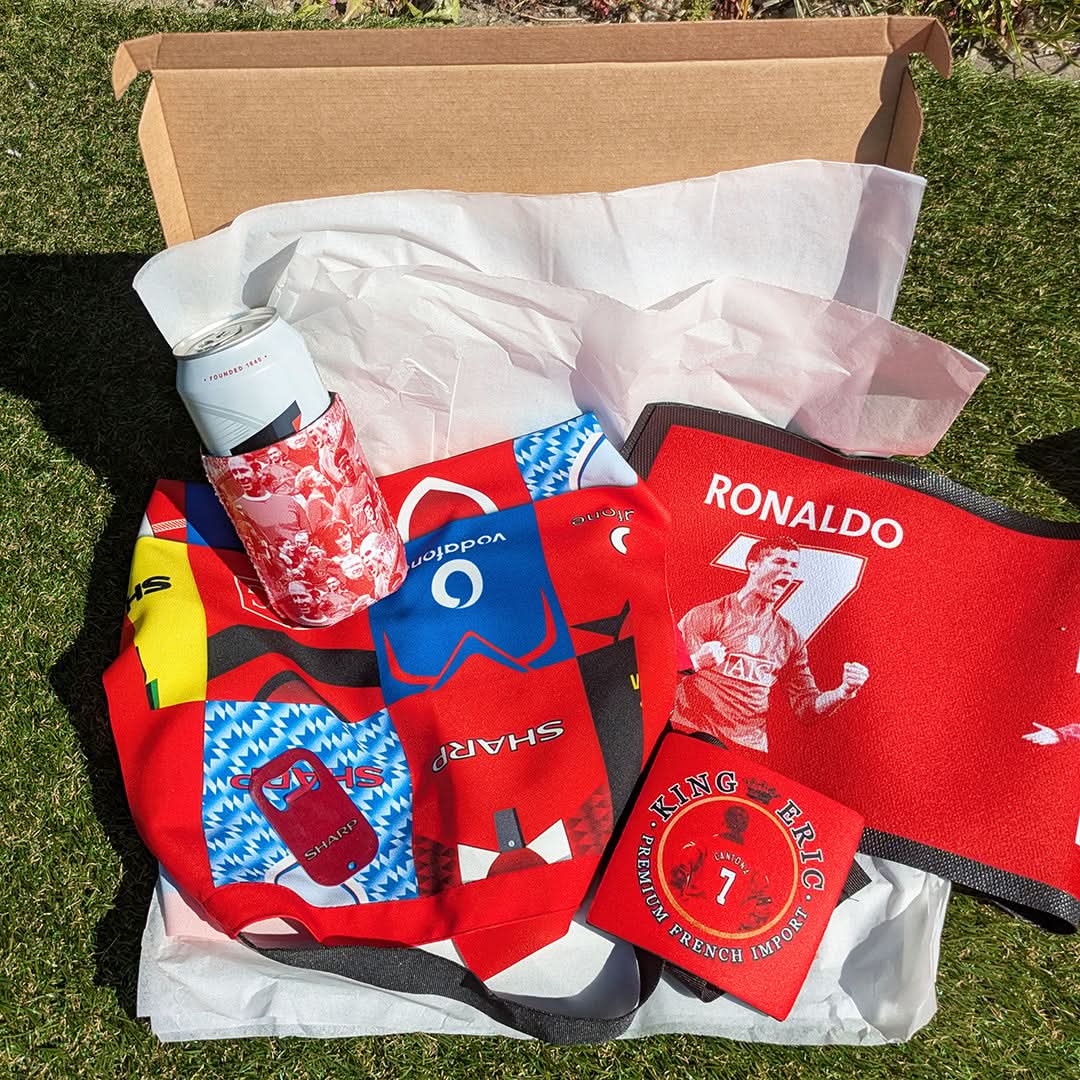Manchester Red Football Father's day Bar Box | Retro Man Cave Set
