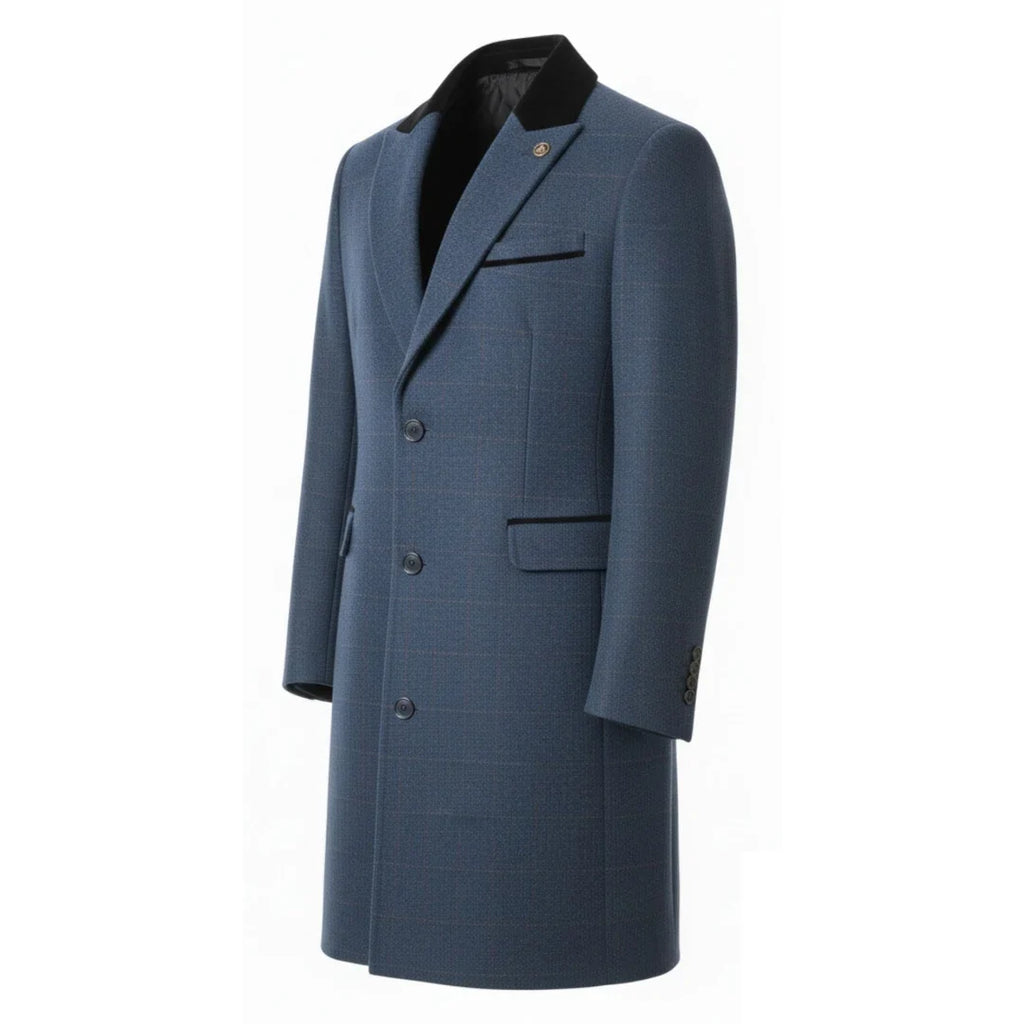 Men's 3/4 Long Overcoat Jacket Herringbone Tweed Coat Peaky Blinders