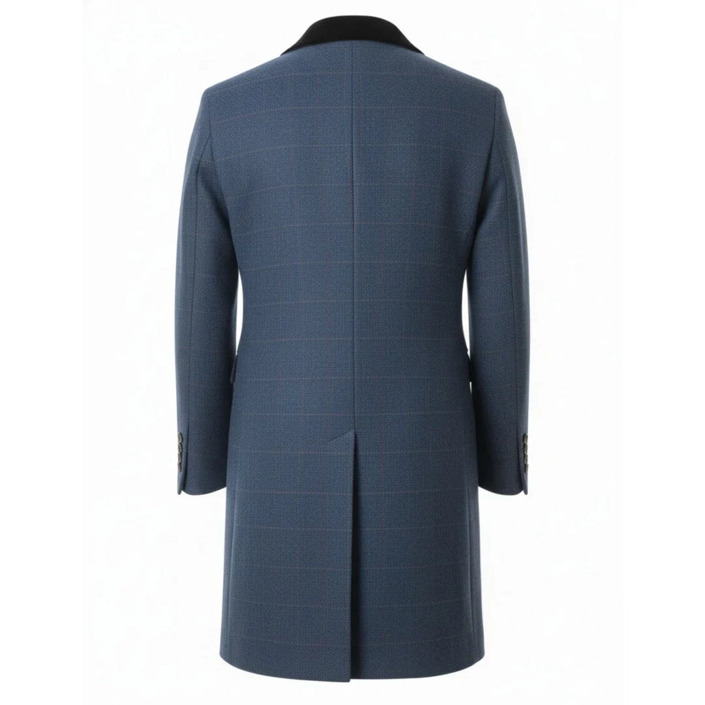 Men's 3/4 Long Overcoat Jacket Herringbone Tweed Coat Peaky Blinders