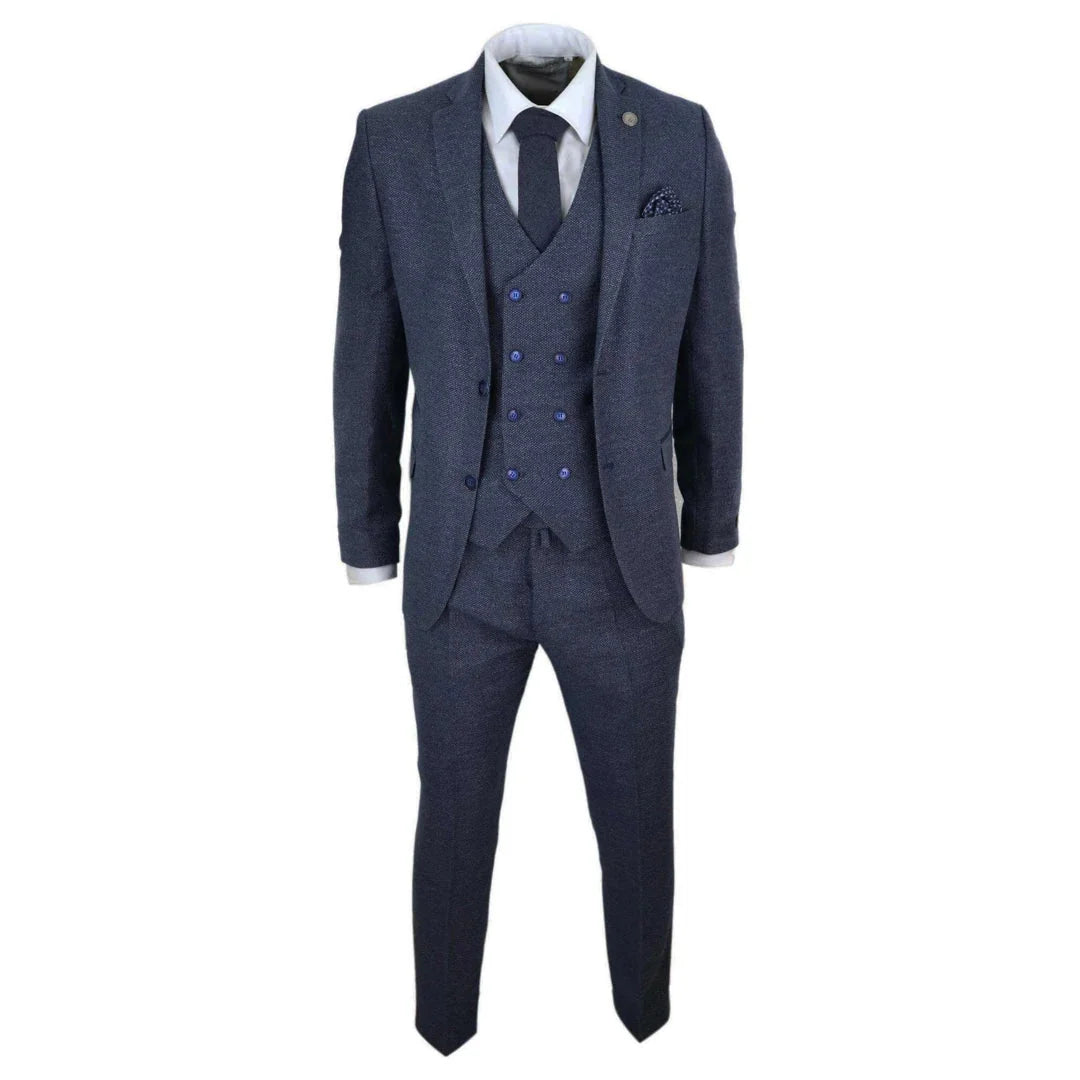 STZ33 - Men's Wool 3 Piece Suit Double Breasted Waistcoat Tweed 1920s