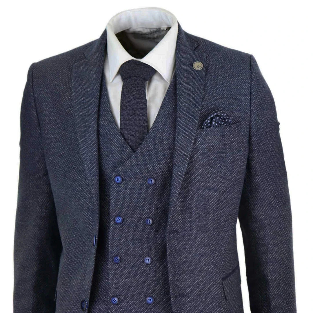 STZ33 - Men's Wool 3 Piece Suit Double Breasted Waistcoat Tweed 1920s