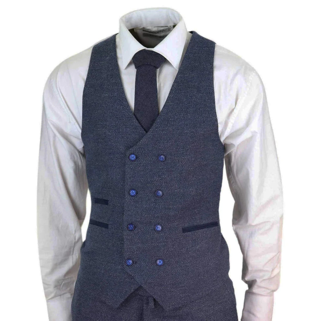 STZ33 - Men's Wool 3 Piece Suit Double Breasted Waistcoat Tweed 1920s