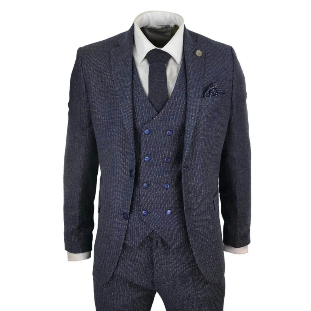 STZ33 - Men's Wool 3 Piece Suit Double Breasted Waistcoat Tweed 1920s
