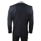 Sal-Yaica - Men's 4 Piece Wedding Suit Groom Shawl Collar Black Silver Cravat