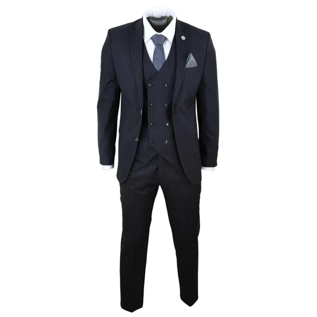 STZ42 - Men's 3 Piece Suit Gatsby 1920s Gangster Pinstripe