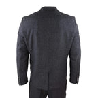 STZ14 - Men's Wool 3 Piece Suit Tweed Charcoal Black Classic