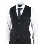 AK-11 - Men's Black Tweed 3 Piece Suit Check 1920s Gatsby Blinders