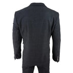AK-11 - Men's Black Tweed 3 Piece Suit Check 1920s Gatsby Blinders