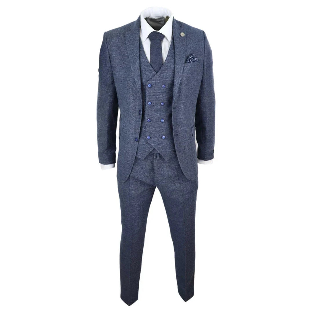 STZ30 - Men's Wool 3 Piece Suit Double Breasted Waistcoat Tweed 1920s