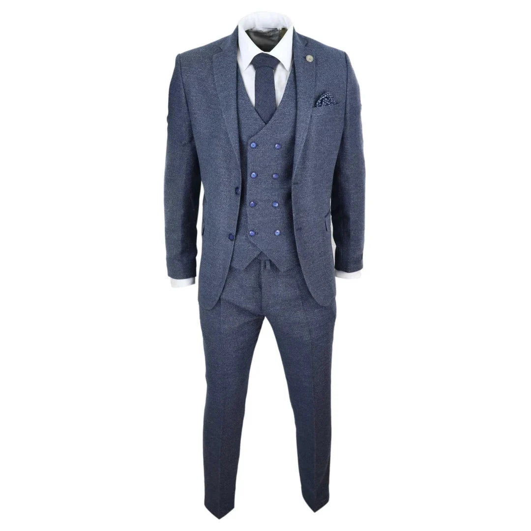 STZ30 - Men's Wool 3 Piece Suit Double Breasted Waistcoat Tweed 1920s