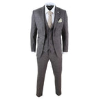 STZ17 - Men's Wool 3 Piece Check Suit Tweed Brown Blinders Gatsby 1920s