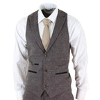 STZ17 - Men's Wool 3 Piece Check Suit Tweed Brown Blinders Gatsby 1920s
