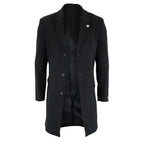 Men's 3/4 Long Overcoat Jacket Wool Feel Coat Blinders