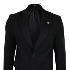 Men's Full Length Overcoat Mac Jacket Wool Feel Charcoal Black 1920s Blinders