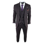 AK-05 - Men's Herringbone Tweed 3 Piece Suit Purple Plum 1920s Blinders