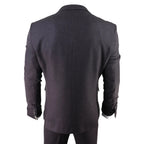 AK-05 - Men's Herringbone Tweed 3 Piece Suit Purple Plum 1920s Blinders