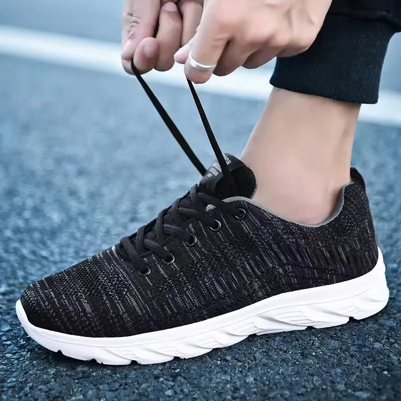 Men's Running Shoes Breathable Mesh Trainers Lace-Up Casual Walking Sneakers
