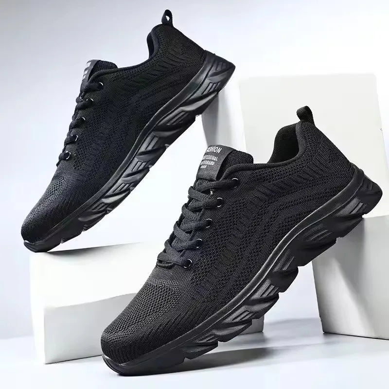 Men's Running Shoes Breathable Mesh Trainers Lace-Up Casual Walking Sneakers
