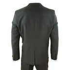 STZ11 - Men's Wool 3 Piece Suit Tweed Olive Green Black Classic