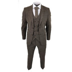 STZ31A - Men's Wool 3 Piece Suit Double Breast Waistcoat Tweed Blinders Classic 1920s Oak