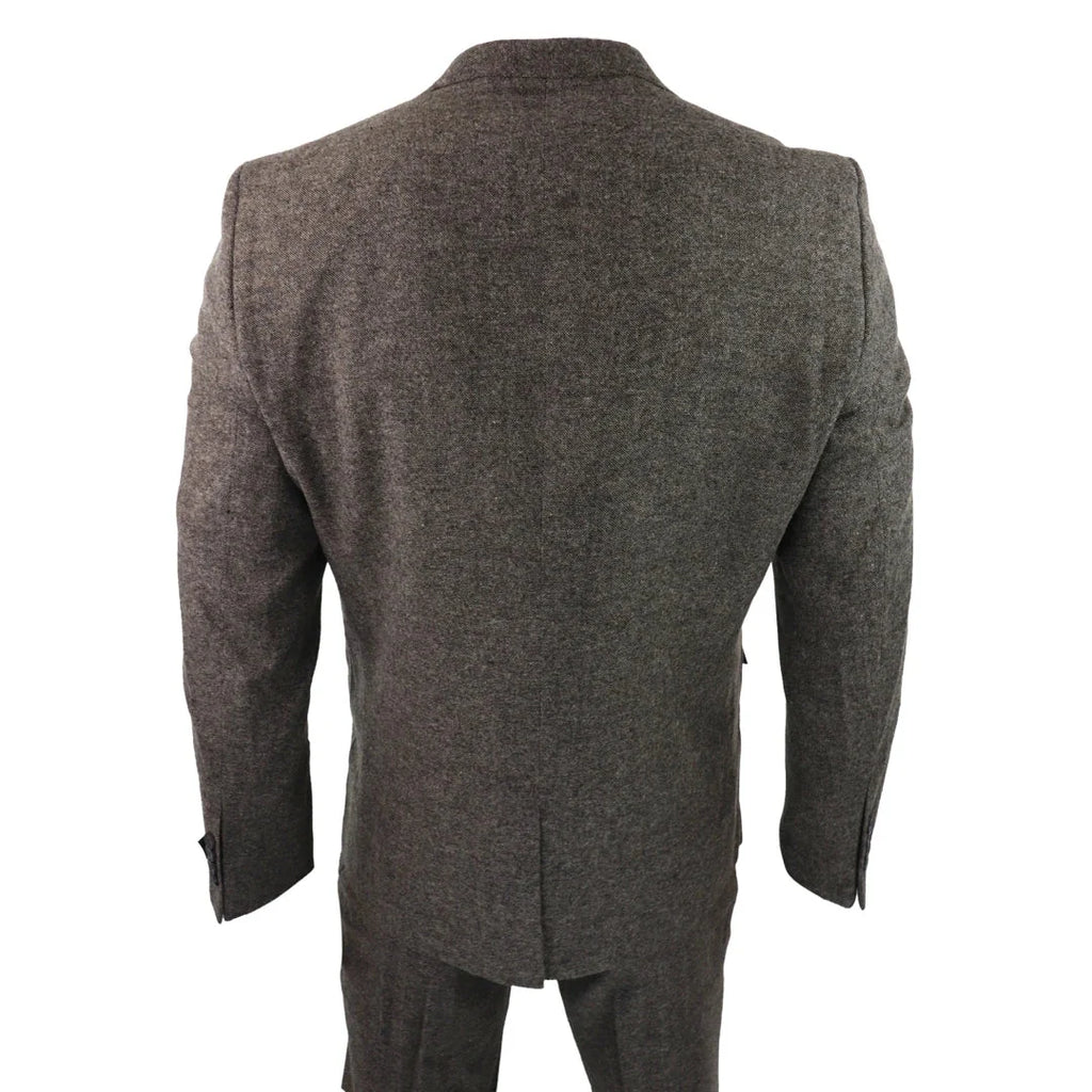 STZ31A - Men's Wool 3 Piece Suit Double Breast Waistcoat Tweed Blinders Classic 1920s Oak