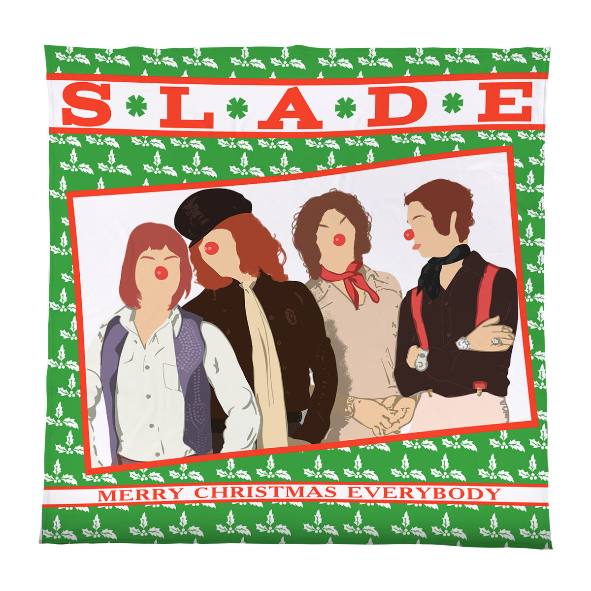 Merry Christmas Everybody Album Cover Fleece Throw - Large Size 150cm x 150cm