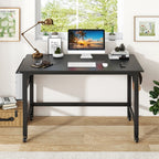 120cm Mobile Computer Desk with Storage Bag and 2 Headphone Hooks-Teak