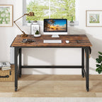 120cm Mobile Computer Desk with Storage Bag and 2 Headphone Hooks-Teak
