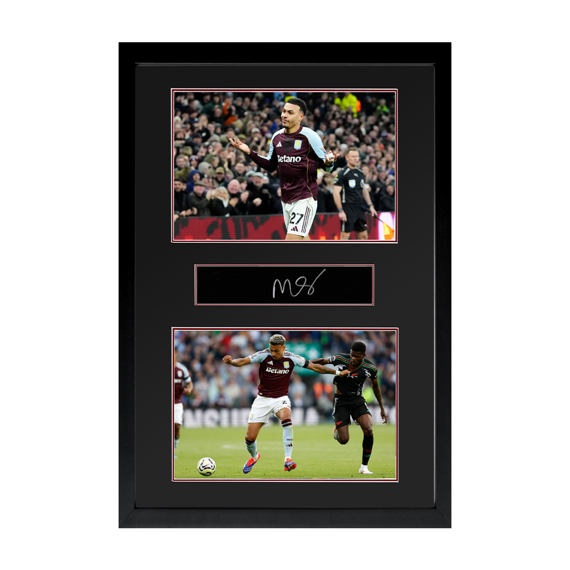 Morgan Rogers Signed Aston Villa Plaque Iconic Frame