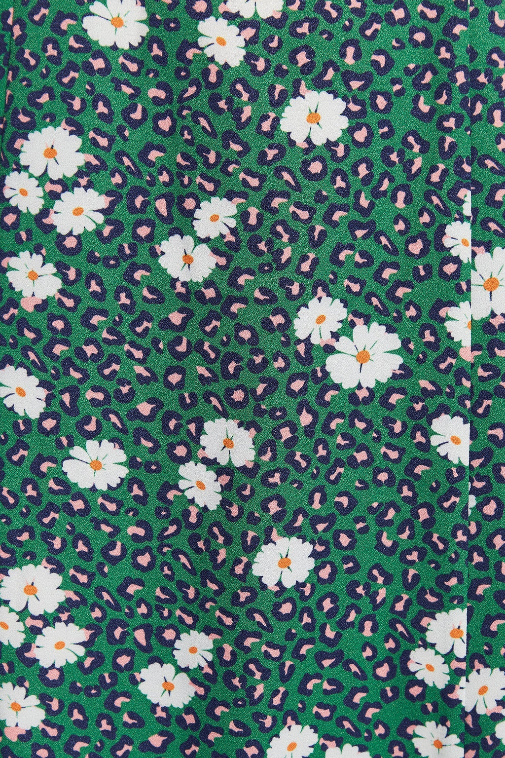Louche Nadine Roaring Daisy Print Square Neck Balloon Sleeve Midi Dress - Green
