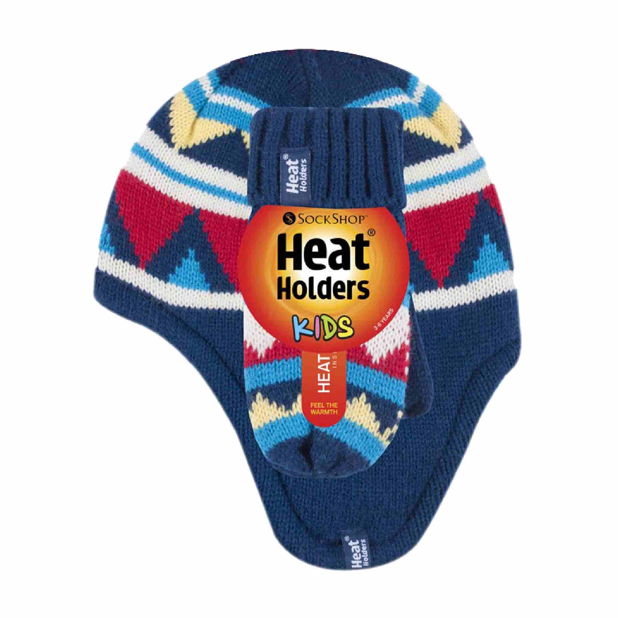 Heat Holders Kids Thermal Hat & Mittens Set with Ear Flaps