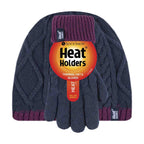 Kids Girls Cable Knitted Warm Fleece Lined Winter Hat & Gloves Set