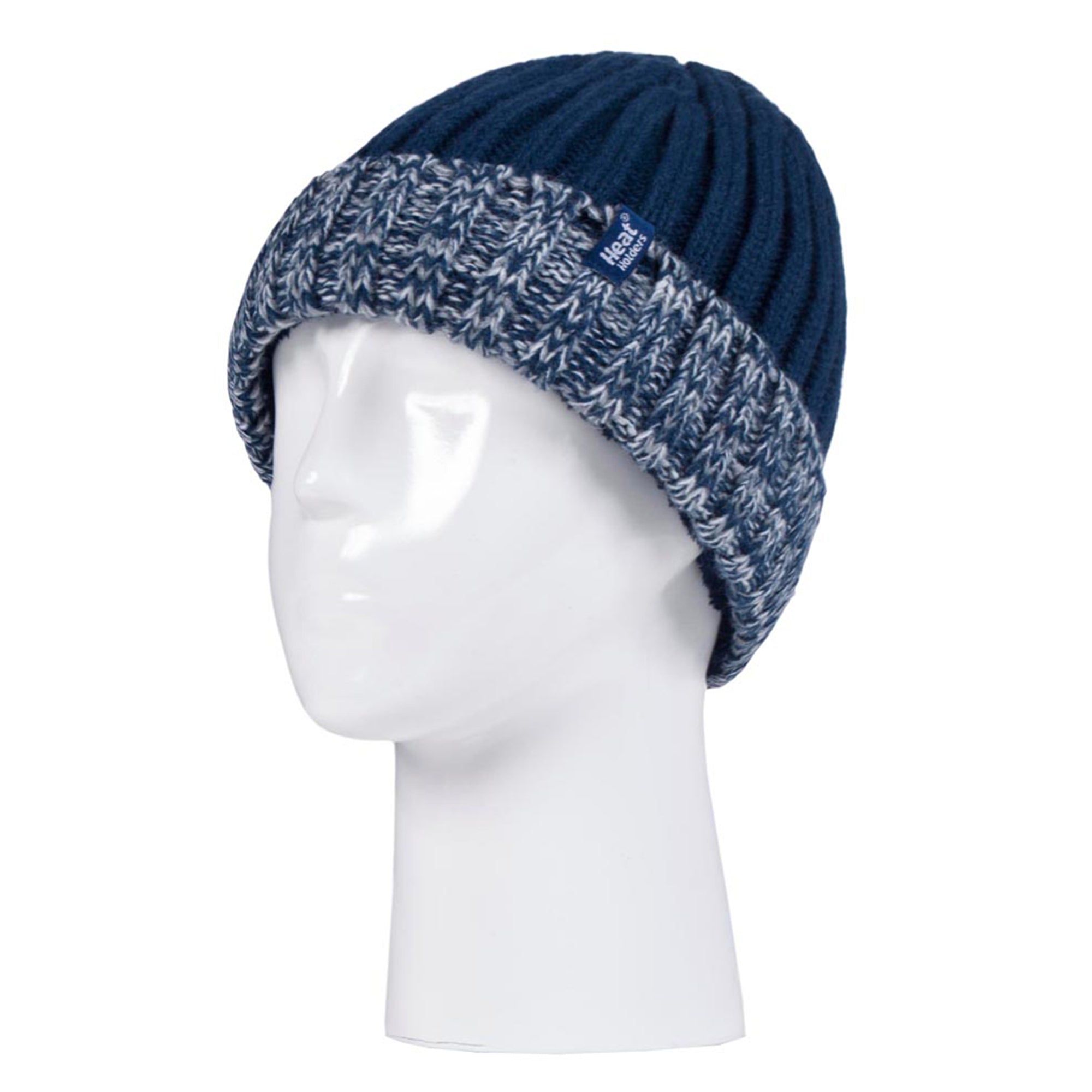 Children Winter Warm Fleece Lined Knit Turn Over Cuff Ribbed Hat & Gloves Set