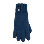 Children Winter Warm Fleece Lined Knit Turn Over Cuff Ribbed Hat & Gloves Set
