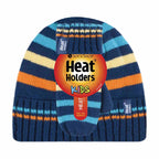 Kids Boys Winter Knitted Thermal Fleece Lined Cuffed Beanie Hat & Mittens Set