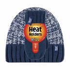 Kids Boys Winter Knitted Thermal Fleece Lined Cuffed Beanie Hat & Mittens Set