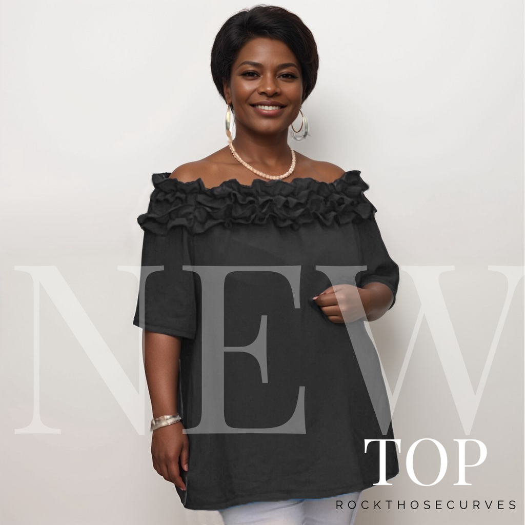Ruffled Neckline Off Shoulder Blouse