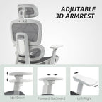 HOMCOM Multi-Adjustable Mesh Office Chair - Grey and White